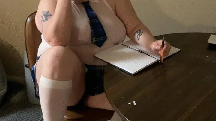 schoolgirl masturbates instead of finishing her homework