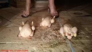 Italian girlfriend - FOOD CRUSH raw chickens and quails cream - chicken crush fetish
