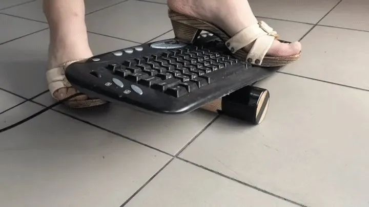 keyboard crush fetish in wooden clogs heavy stomps and balancing