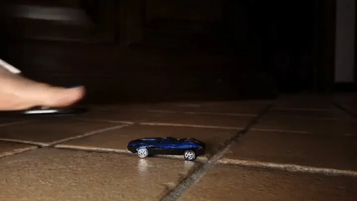 Italian girlfriend - metal toy cars stomped in flat sandals