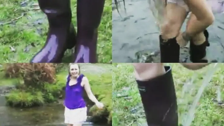 Welly Sploshing Around The Moors In Welly Boots And No Panties