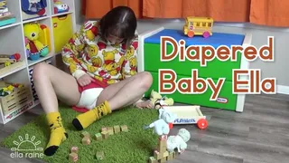 Diapered Baby Plays Blocks