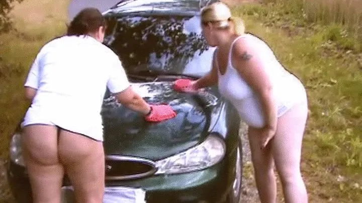 two lesbians wash car 1