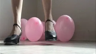 Size 10 Female Feet Popping Balloons In Tap Shoes