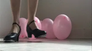 Slow Motion Size 10 Female Feet Popping Balloons In Tap Shoes