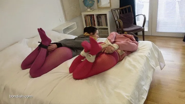 PAULA & SANDRA HOGTIED IN SNAGTIGHTS AT HOME