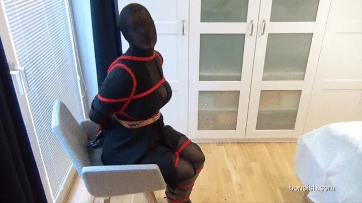 ZENTAI SECRETARY TIED UP WITH RED ROPES