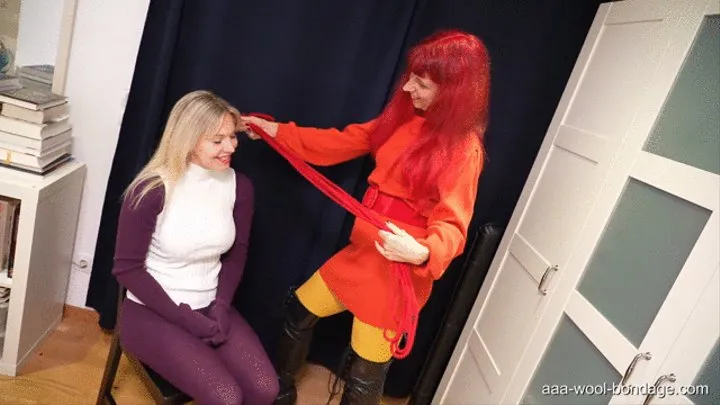 VERA & LUCIA: CHAIRTIED AND GAGGED IN PURPLE TIGHTS