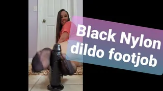 Black Nylon Dildo Footjob