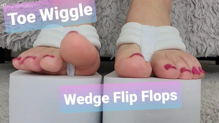 White Wedge Flip Flops Toe Wiggle