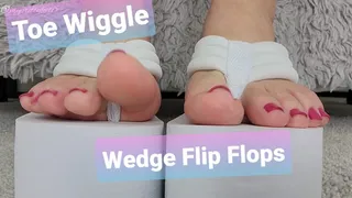 White Wedge Flip Flops Toe Wiggle