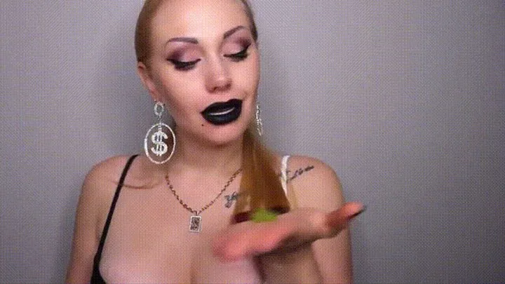 Giantess swallowing her shrinking slaves in front of the eyes of her new food-victims!