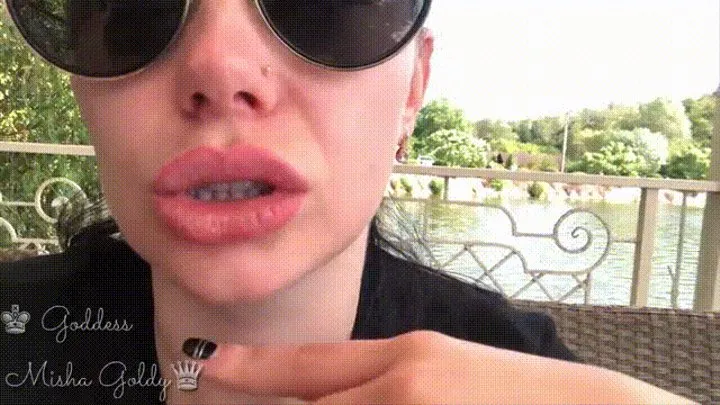 Sexy Big Lip Lick & Lip Smelling & Kiss & Glasses fetish on The Lake