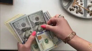 ASMR rustling of dollar bills in My beautiful manicured hands & Humiliation!