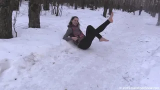 Olivia's long walk barefoot in the snowy forest (Part 2 of 2)