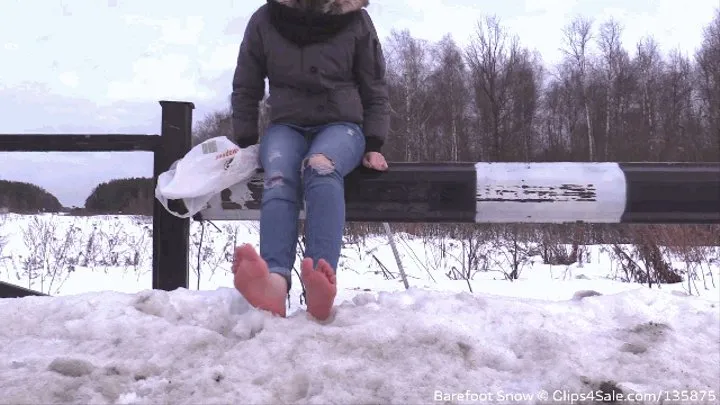 Young Valeria with frozen feet on a snow field (Part 2 of 2)