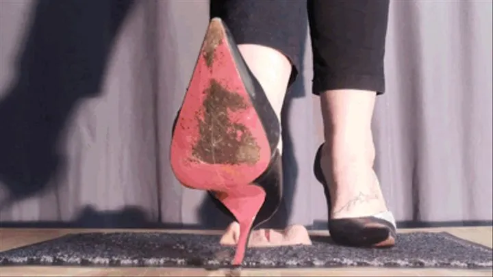 CC - Human doormat, black heel with red soles