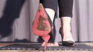 CC - Human doormat, black heel with red soles