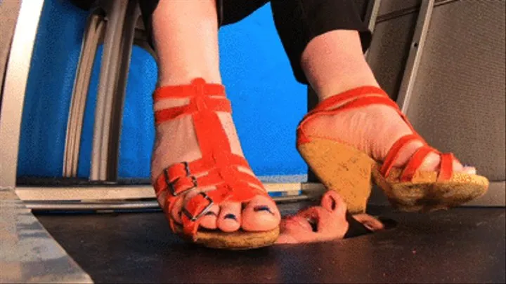 CC - under teacher desk, filthy red sandals