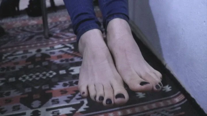 Black Toenails Sexy Feet and Blue Jeans