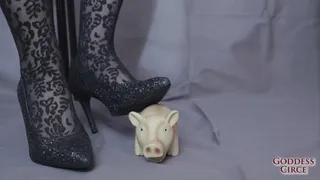 My divine feet crush a pig, like you