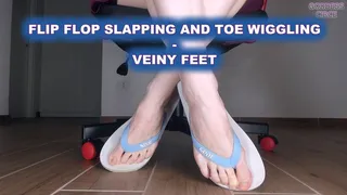 FLIP FLOP SLAPPING AND TOE WIGGLING - VEINY FEET