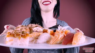 MUKBANG OF A RUDE WOMAN 8 - SUSHI AND CLOSE-UPS OF MY MOUTH AND TEETH