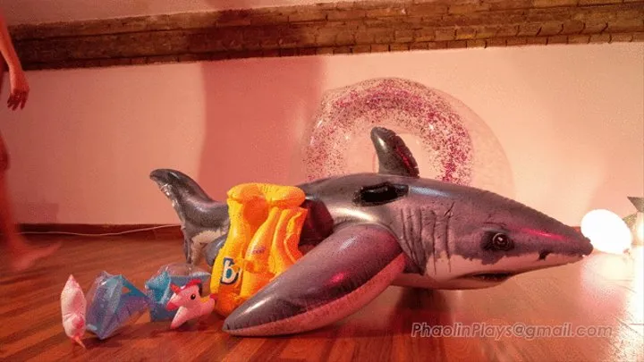 Phaolin gives JOI while riding her SHARK and wearing INFLATABLES and WHIPPED CREAM