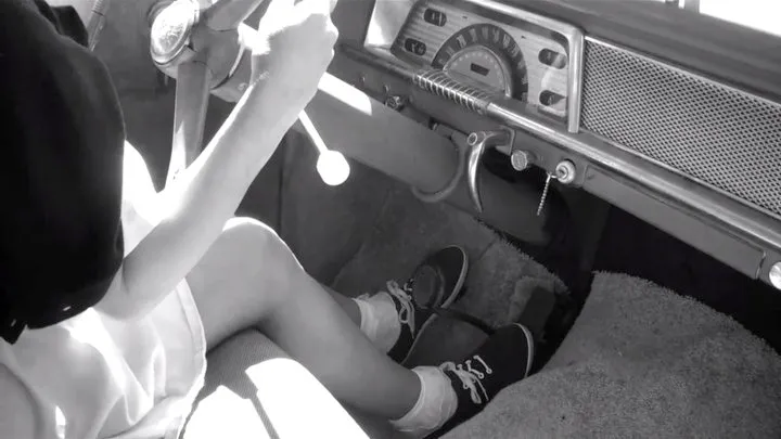 Schoolgirl Crank & Drive (Vintage Black & White Filming)