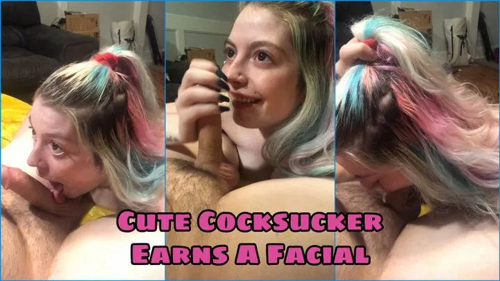 Cute Cock Sucker Earns A Facial