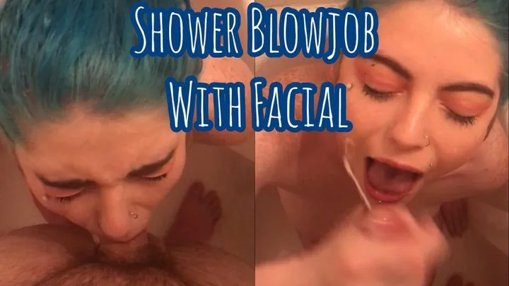 Shower Blowjob With Facial