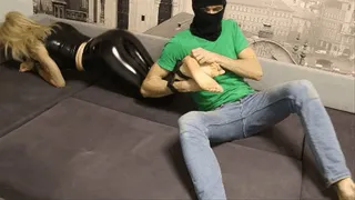 Latex blonde first time tickling