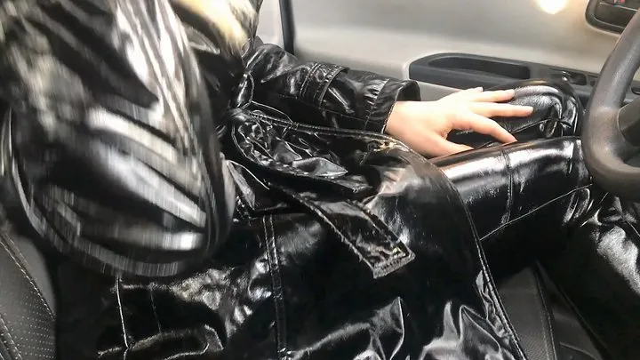 Leather lady in the car