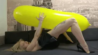 Busty Katya plays with balloons non pop