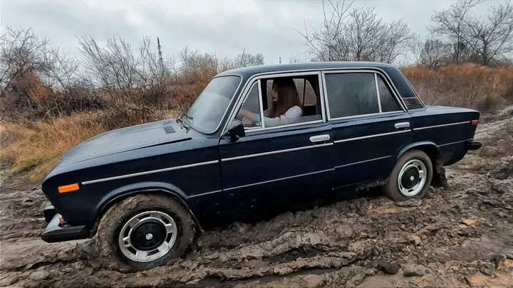 Nastya gets stuck in deep mud and has fun