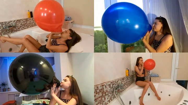 Nastya b2p three huge balloons at home