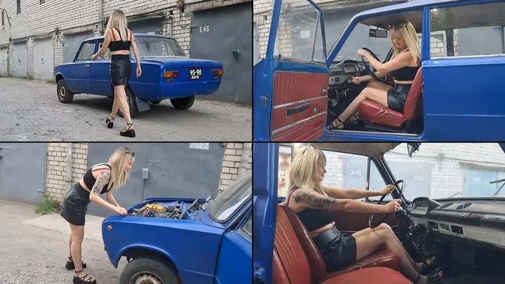 Anastasia pumping old VAZ with platform sandals