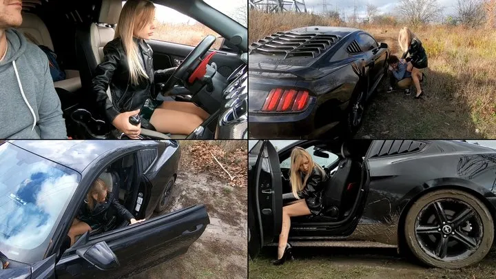 Arrogant Lucy getting stuck on Ford Mustang and punishes her assistant