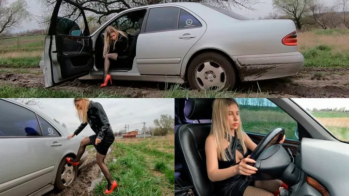 Lucy driving to the party but getting stuck