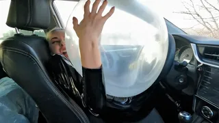 Nastya stuck in the airbag