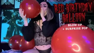 Red Birthday Balloons Blow Up (with Surprise Pop)