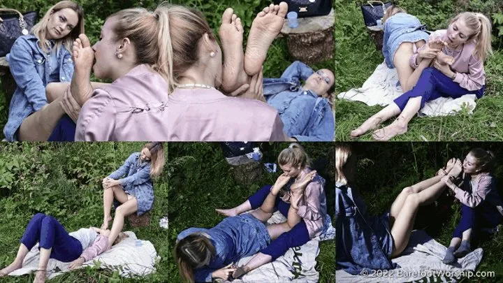 Anetta licks Ieva's delicate feet on a long summer picnic in a public park (Full & Backstage with 26% discount) #20220226