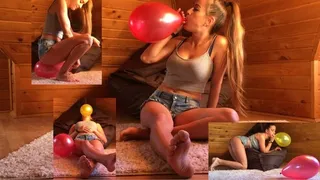 Bree with 2 balloons