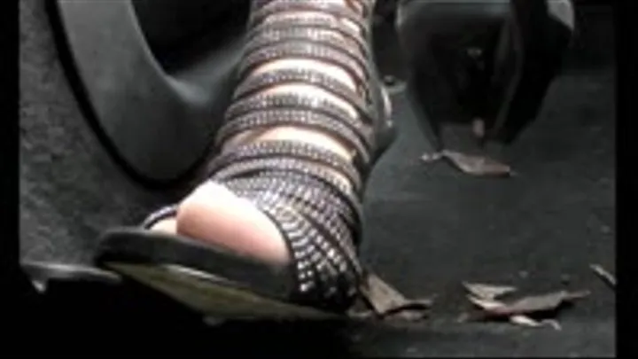 Becky missed the train - Driving in Sexy Sandals - PEDAL VIEW