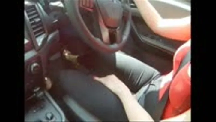 Debbie drives in Gold High Heel Sandals - Pedal View and Overhead View