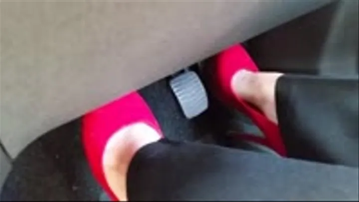 Maria takes me for a drive - Red Platform Heels