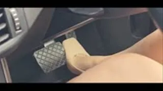 She Drives In Sexy Square Toe High Heels