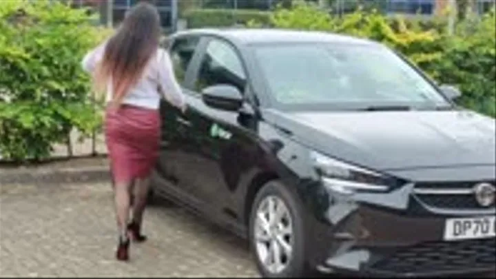 Debbie sexy driving wearing sexy louboutin Heels