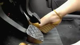 Driving to work in her Wedges - Side Zoom (Extra Long)