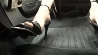 Girlfriend Drives in Black Sandals - Pedal Cam